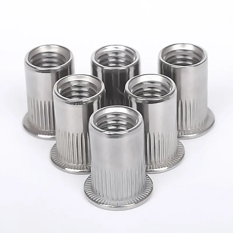 Verticale gekartelde klinknagelmoer met platte kop